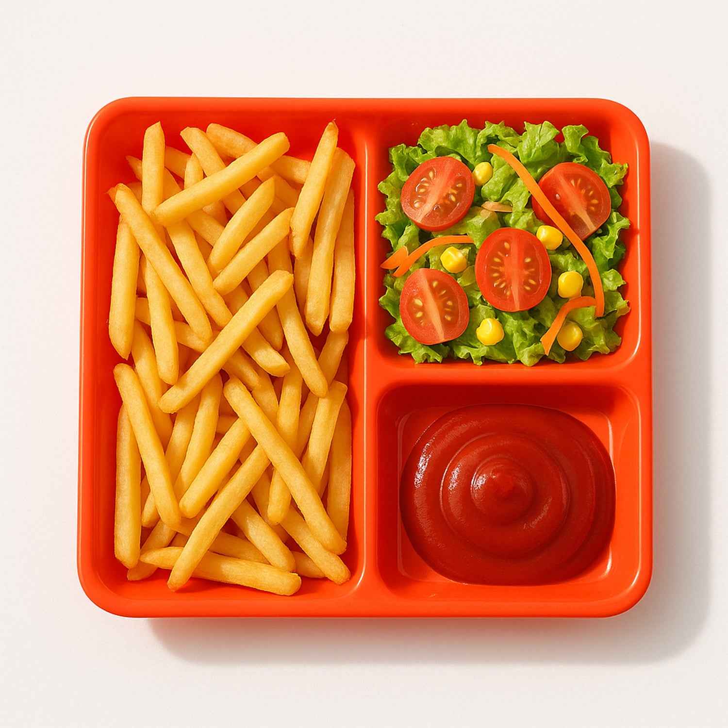 Plastic 3-compartment Rectangular Meal Serving Tray Plates (1 Pc)