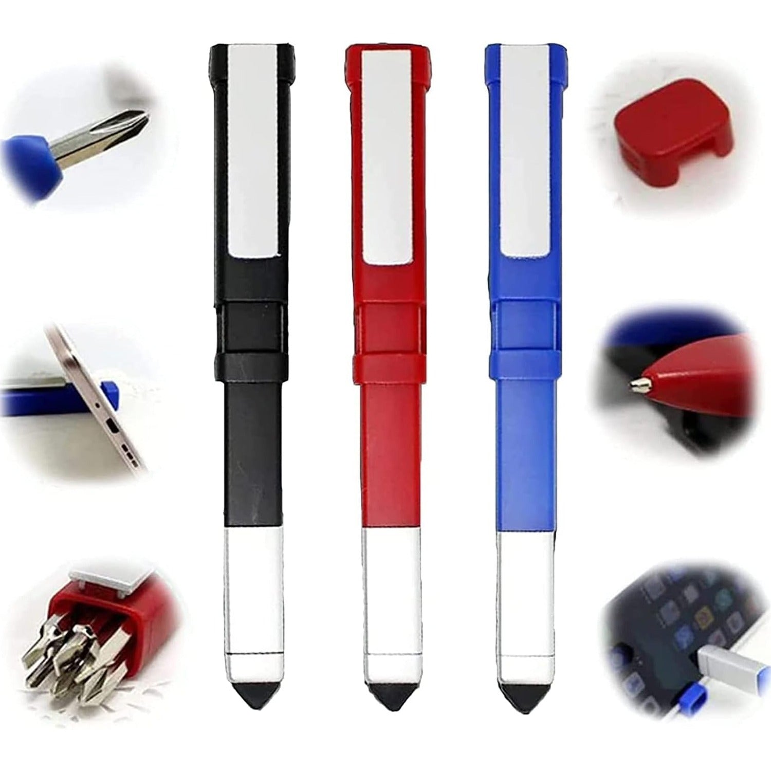 7470 Pen-Shaped Phone Holder with Screwdriver Sets, Multi-Function Pen 4 in 1 Tech Tool Pen, Portable Phone Tools with Capacitive Stylus Ball Point Pen Mobile Travel Sahayak