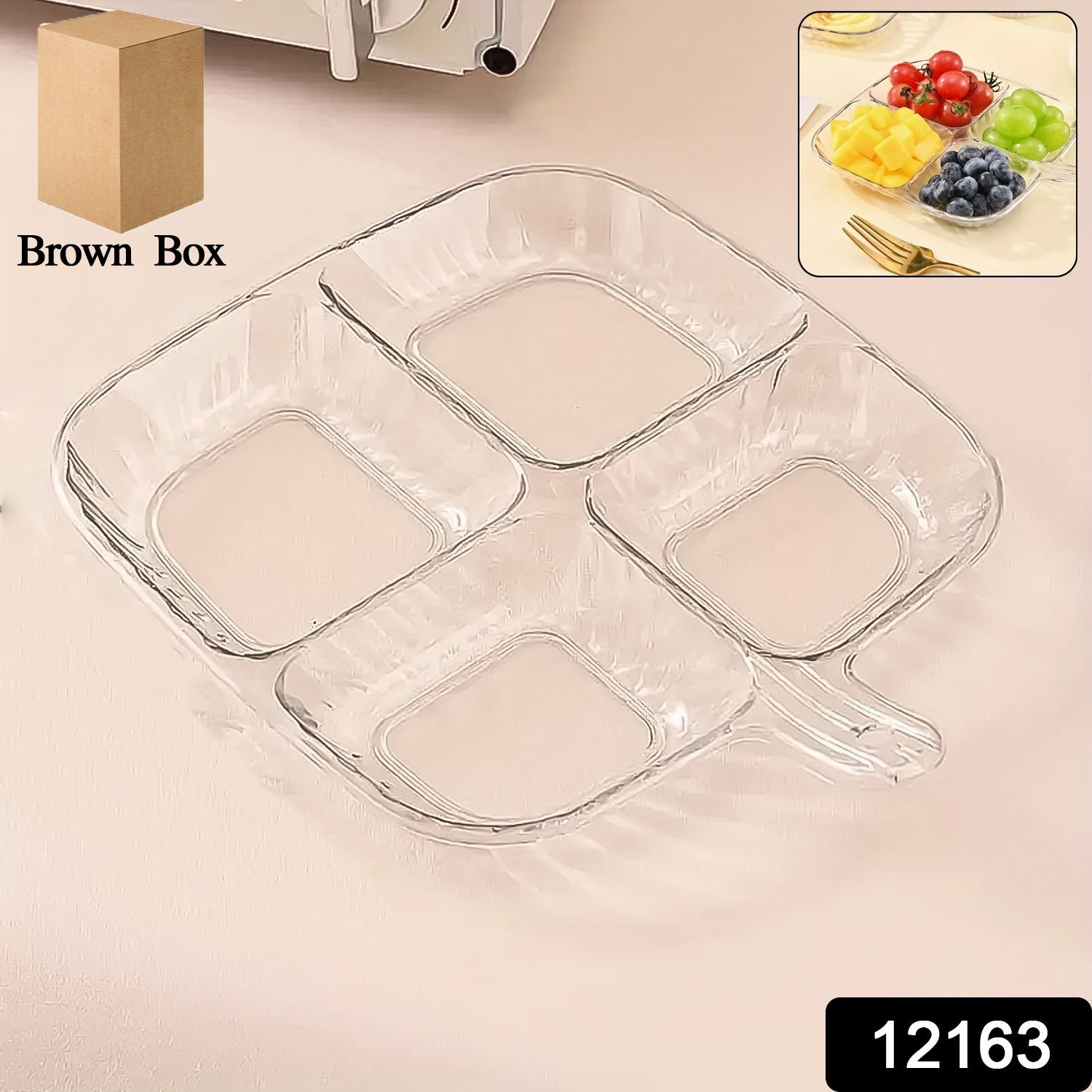Plastic Kitchen Trays for Serving (4 Compartment / 1 Pc) Variety Bazaar
