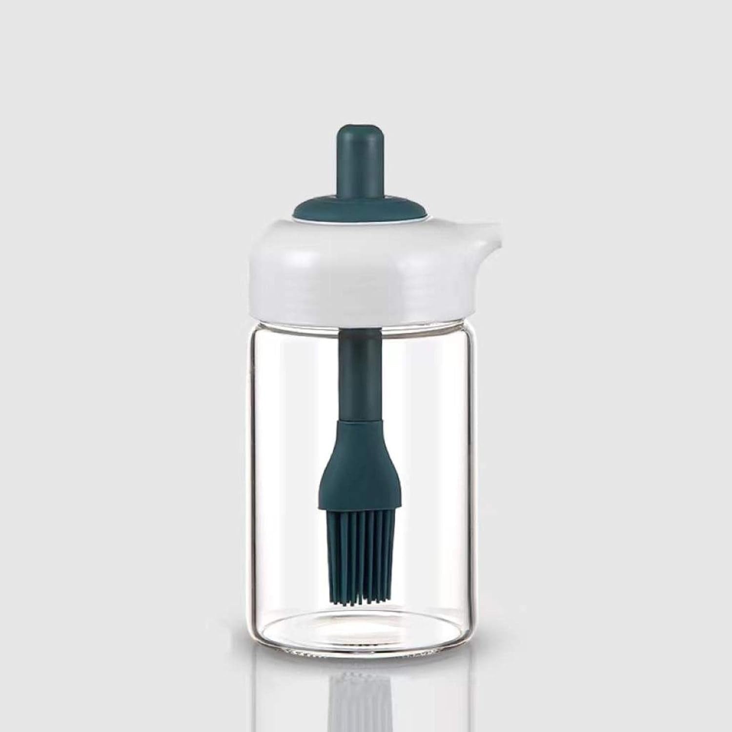 2 In 1 Glass Oil Dispenser Jar Bottle With Brush (1 Set)