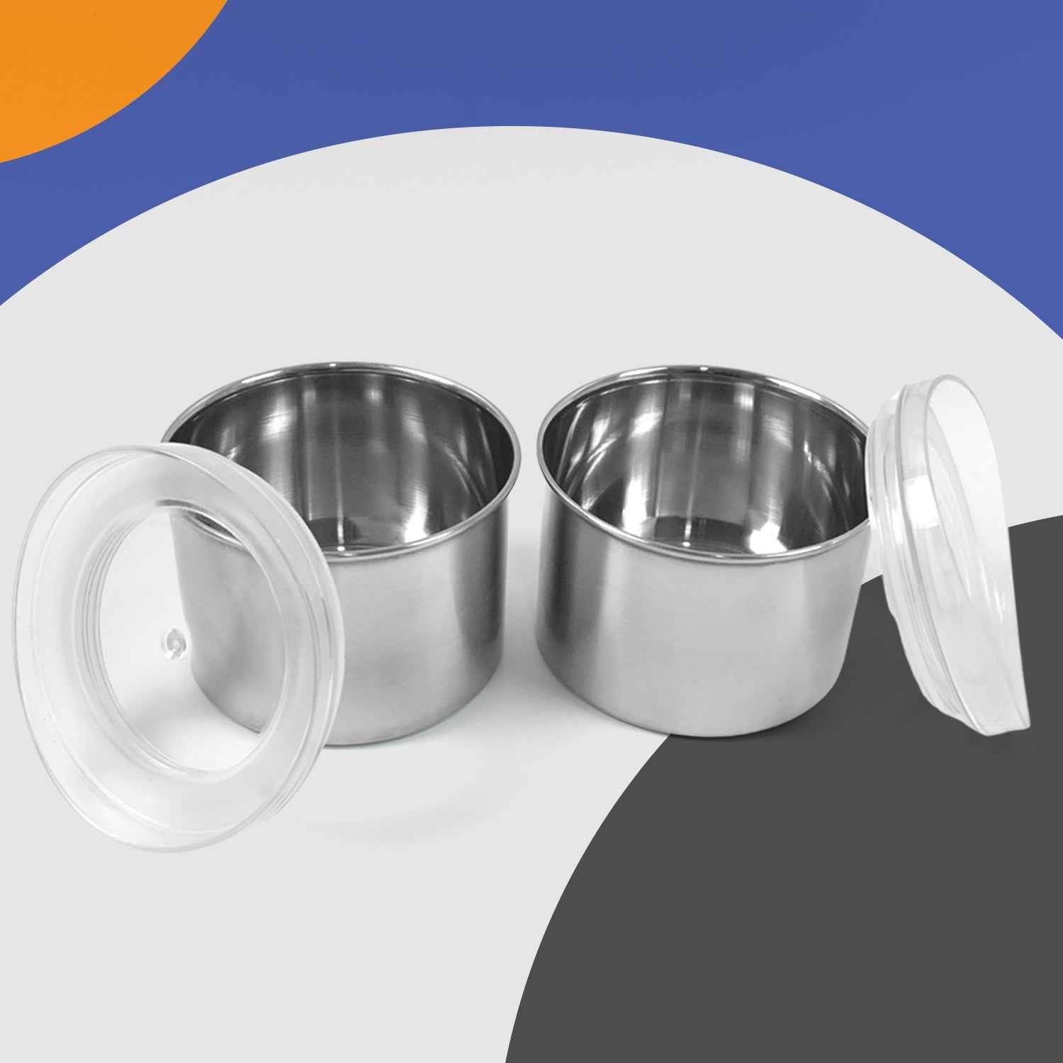 Multipurpose Stainless Steel Airtight Containers With See Through Lid (2 Pc 500 Ml)