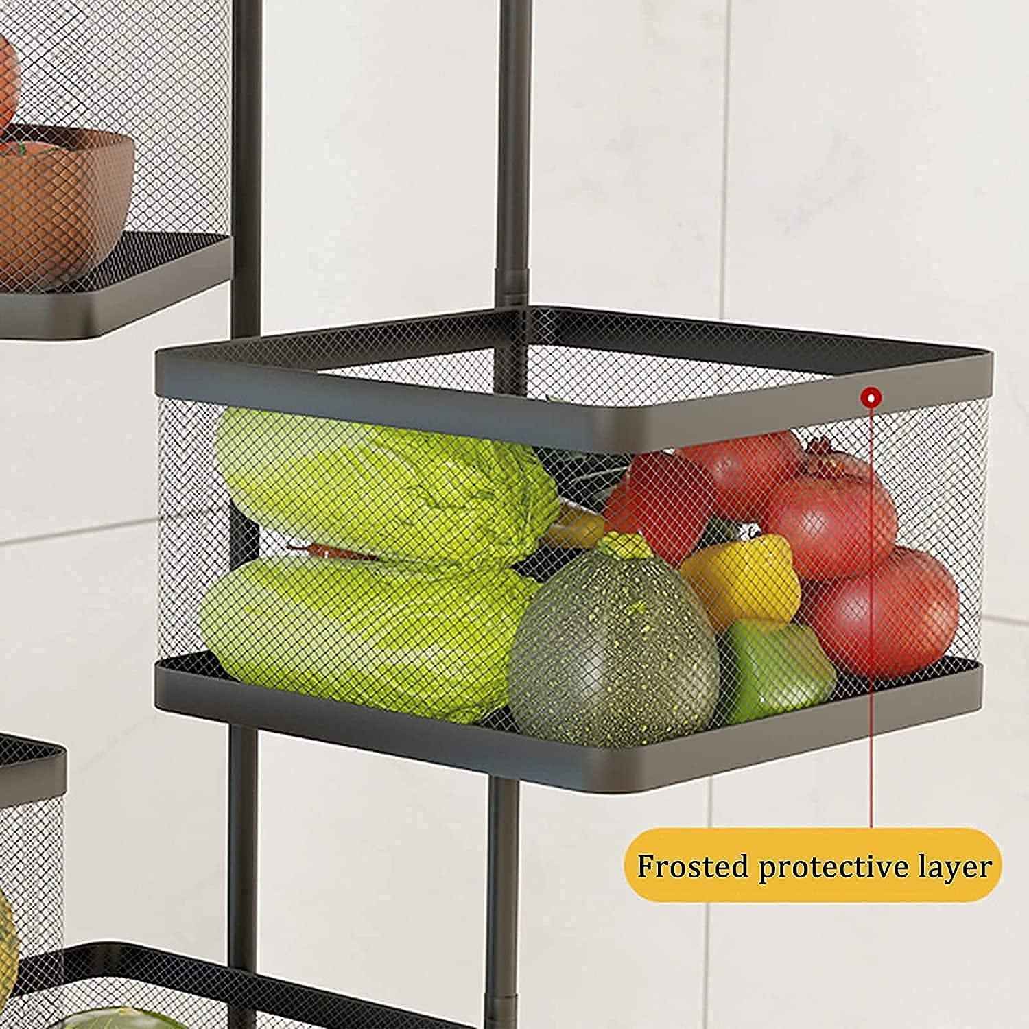 Metal High Qaulity Kitchen Trolley Kitchen Organizer Items And Kitchen Accessories Items For Kitchen Rack Square Design For Fruits Vegetable Onion Storage Kitchen Trolley With Wheels (4 Layer 3 Layer)