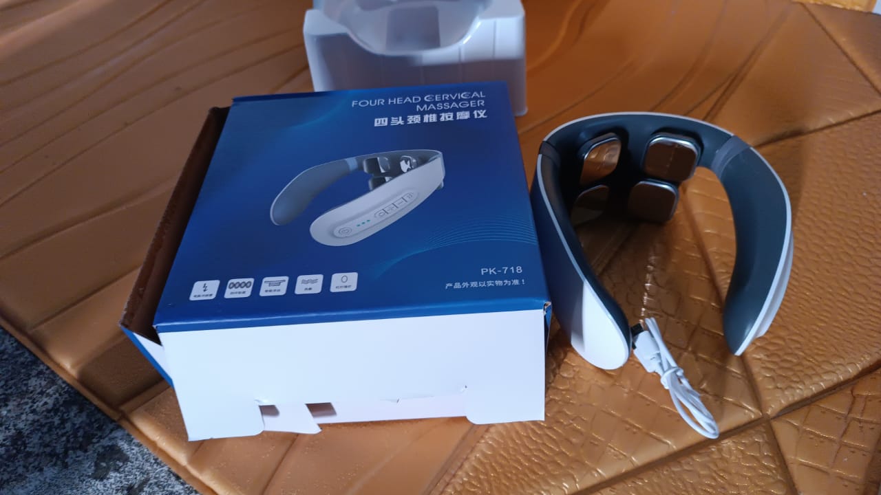 4 Heads Smart Electric Neck and Back Pulse Massager (1 Pc) Variety Bazaar