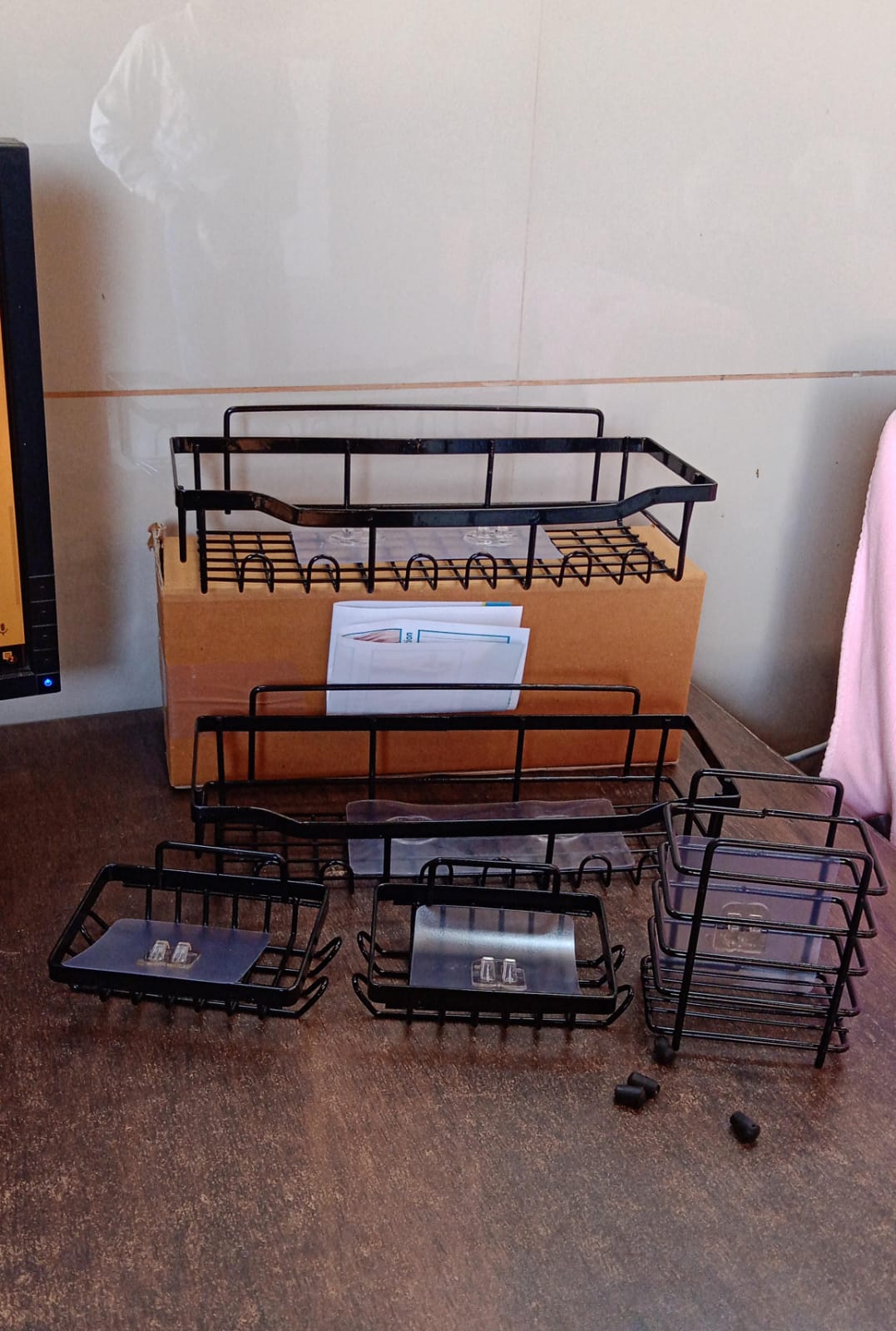 Metal Shower Basket / Canddy, for Bathroom Organiser (5 Pc Combo) Variety Bazaar