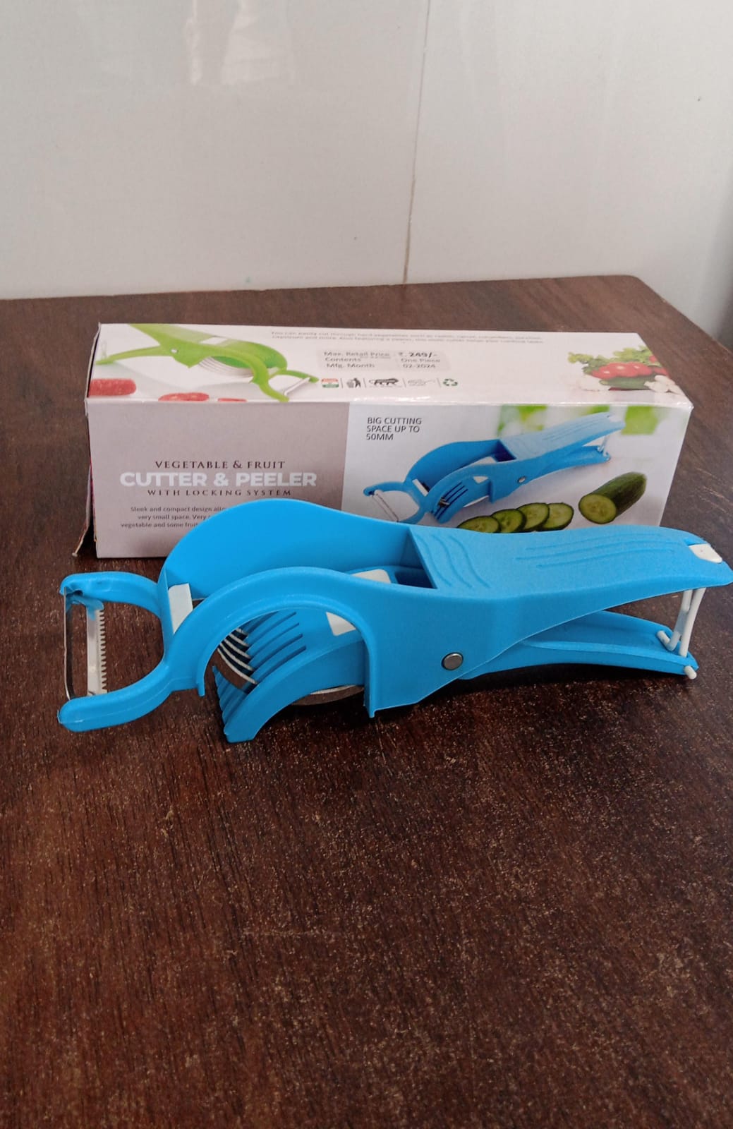 2 in 1 Vegetable & Fruit Multi Cutter 5 Blade Vegetable Cutter with Peeler (1 Pc / Multicolor) Variety Bazaar
