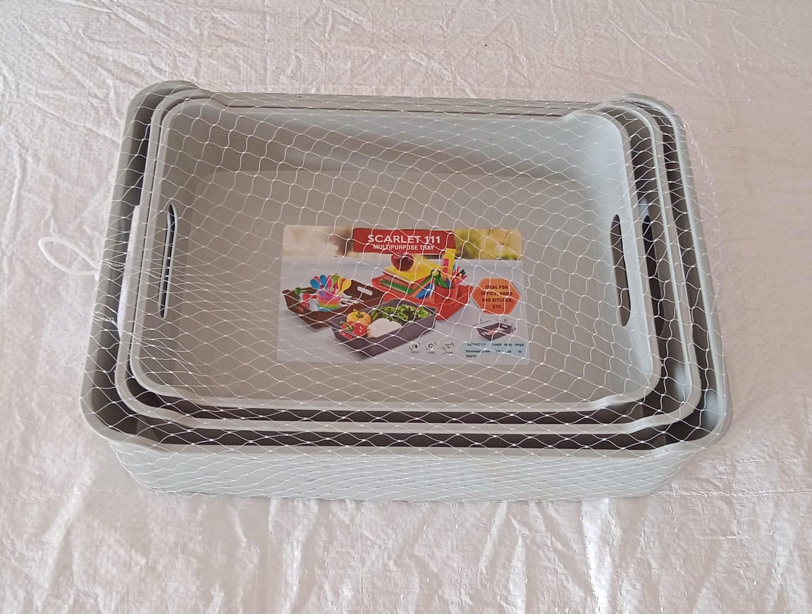 Multipurpose Organising & Storage Plastic Tray, Fruit & Vegetable/ Multi Purpose Tray, Organizer for Kitchen, Countertop, Cabinet, Bathroom Plastic Storage Basket For Store Fruits, Vegetables, Magazines, Cosmetics, Stationary Set of 3 Variety Bazaar