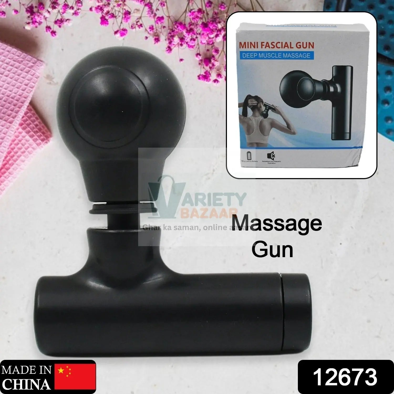 12673 Black Mini Pocket Size Massager, Full Body Massager, Cordless One Button Operation for Body Pain & Relaxation Travel Sahayak