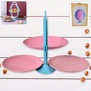 Foldable Fruit Plate Candy Dish Multi Use Mirror Shape Dried Fruit Tray (1 Set)