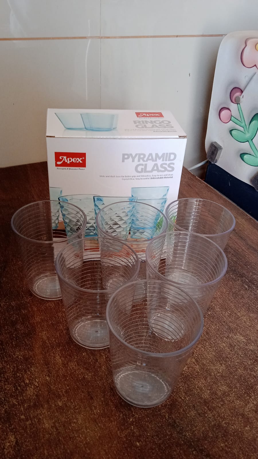 Apex Pyramid Ringo Plastic Glass – 300ml Approx | Durable, Crystal-Clear Tumbler Variety Bazaar