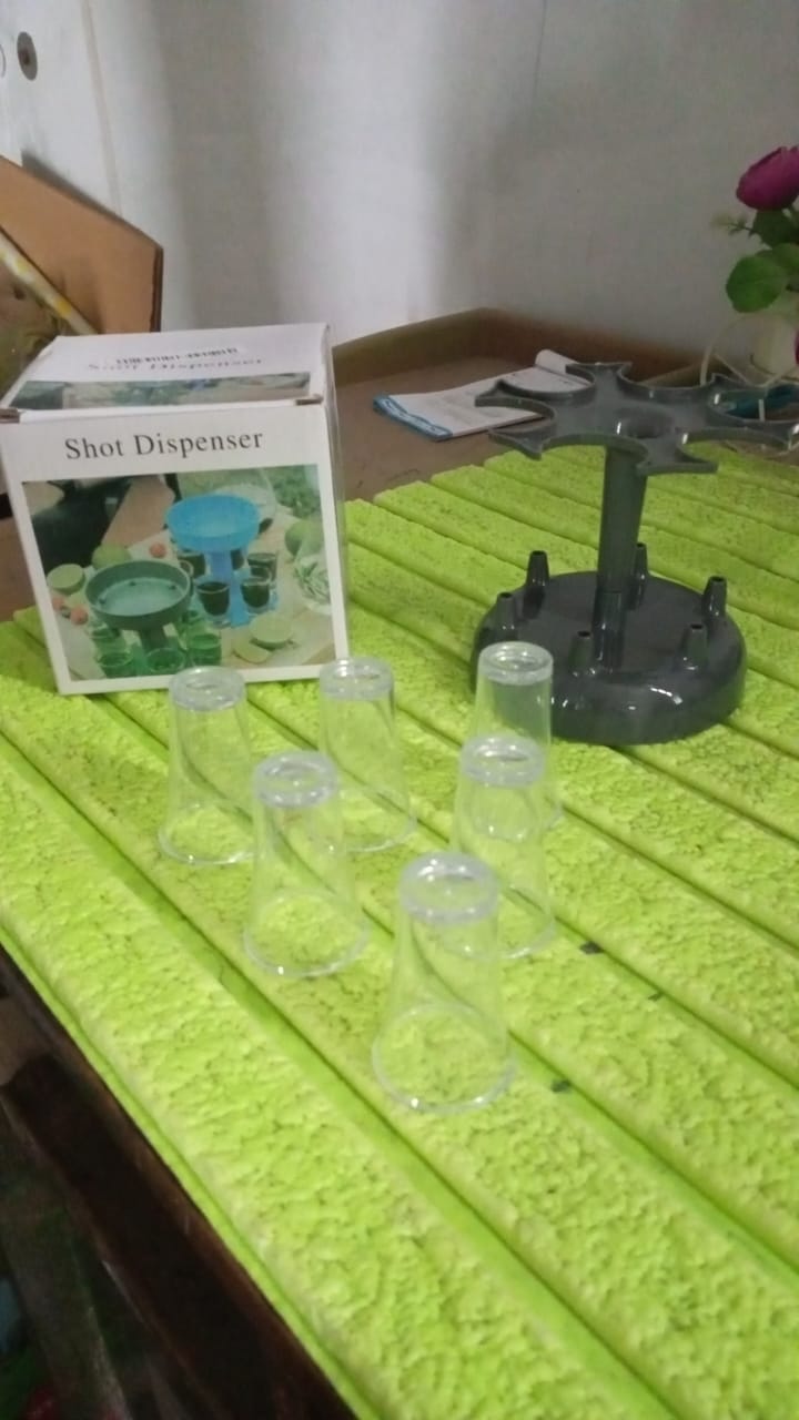 6 shot Win glass dispensers With tray & 6 Pcs Glass Variety Bazaar