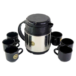 Tea And Coffee Thermos Flask And 6 Ceramic Cups (1 Set)