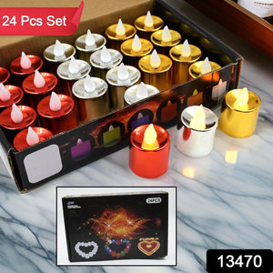 Electrical Candles Diya LED Tea Light, Plastic Candle Light Candle Candle (24 Pc Set) Variety Bazaar