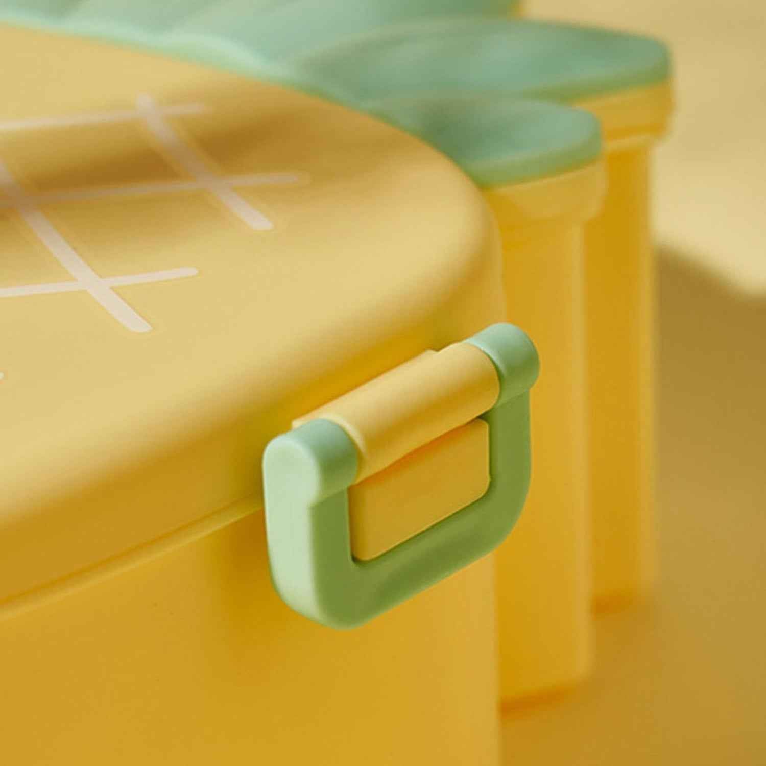 5750 Kids Lunch Box Cute Pineapple Shaped Bento Box With Fork Spoon Snack Candy Container Microwave Portable Office Lunch Box (1 Pc With Spoon Fork)