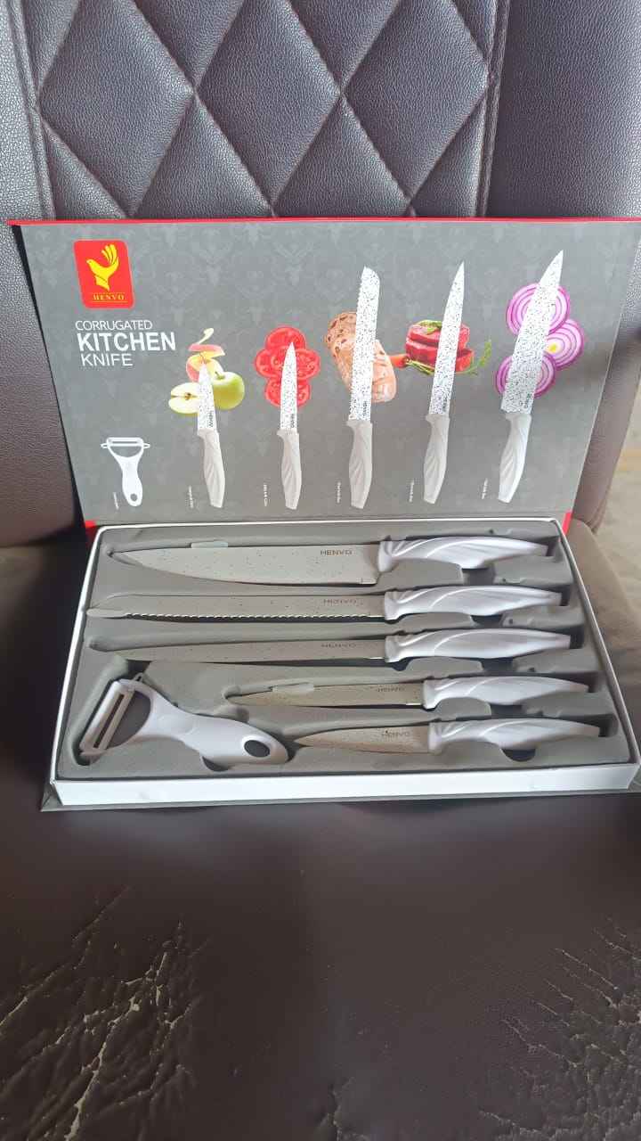 Marble Coated Stainless Steel Kitchen Knife Set (6 Pc)