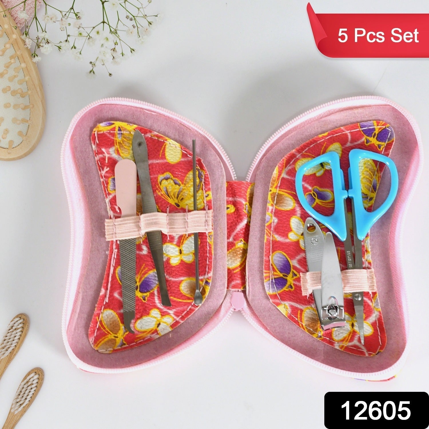 5 IN 1 Stainless Steel Professional Manicure Set, Nail Cutter For Women, Nail Scissors, Luxury Grooming Kit Variety Bazaar