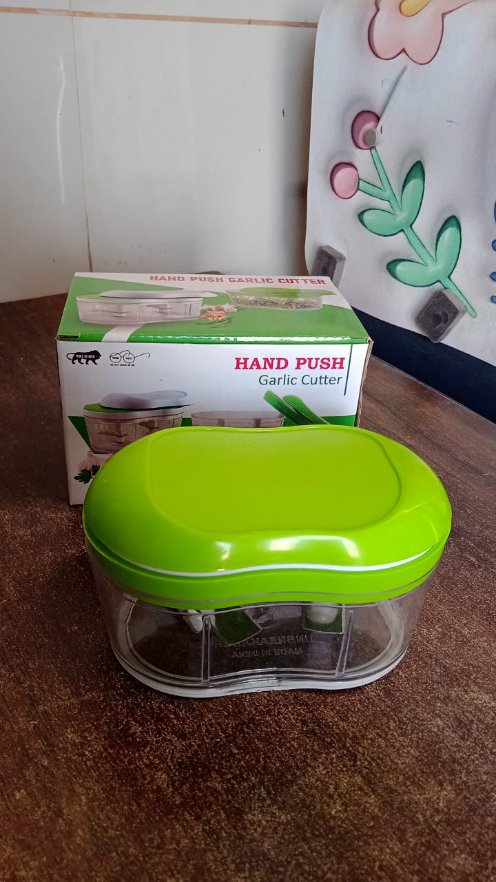 Manual Hand Push Garlic Cutter & Vegetable Chopper (1 pc) Variety Bazaar