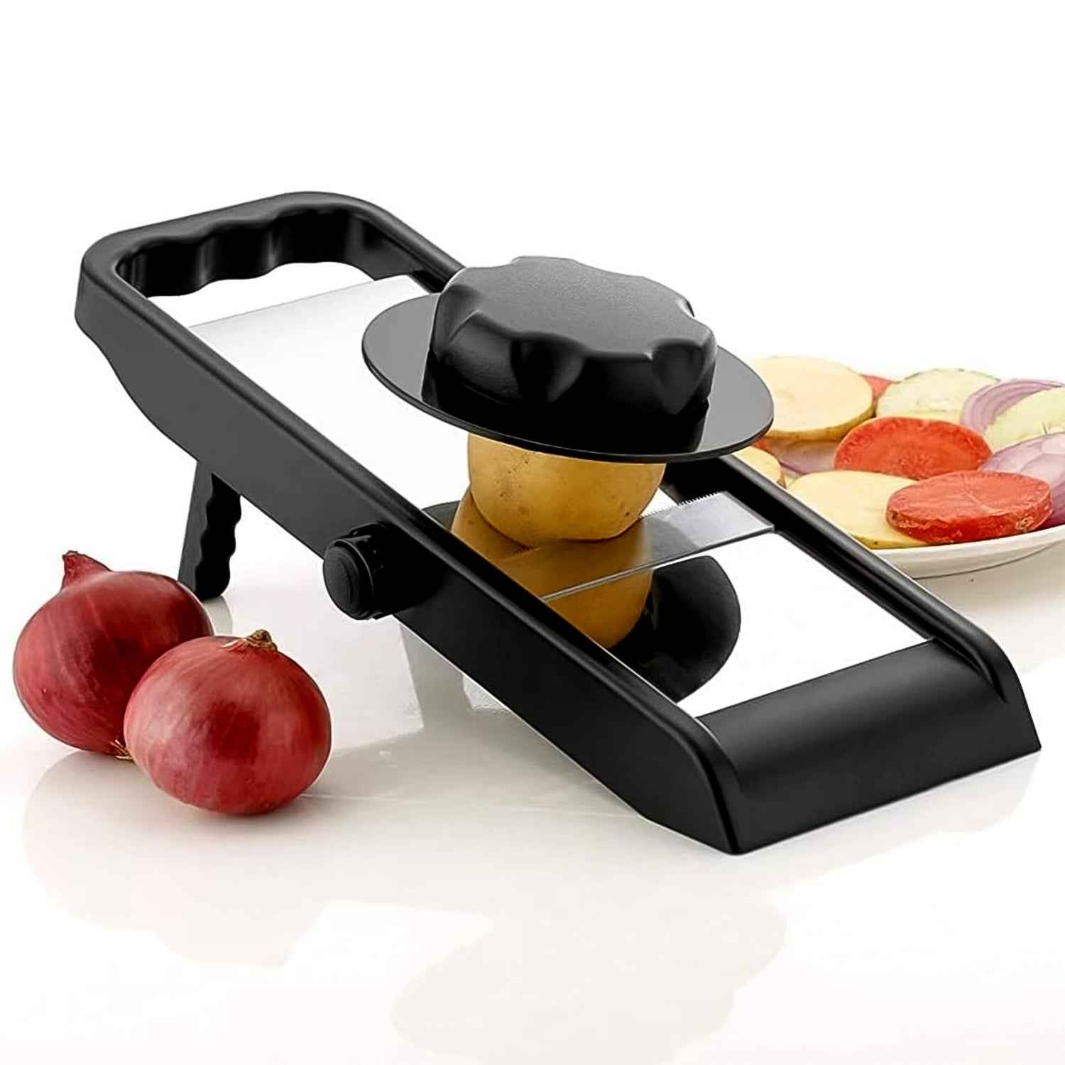 Adjustable Slicer Stainless Steel And Plastic Premium Multipurpose Potato Onion Slicer And Grater (1 Pc)