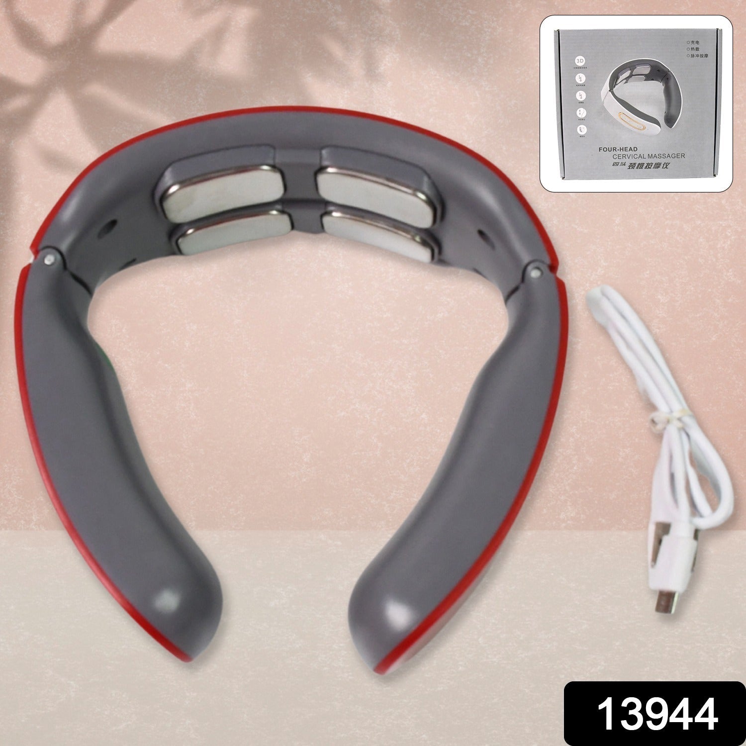 4 Heads Smart Electric Neck and Back Pulse Massager (1 Pc / Mix Design) Variety Bazaar