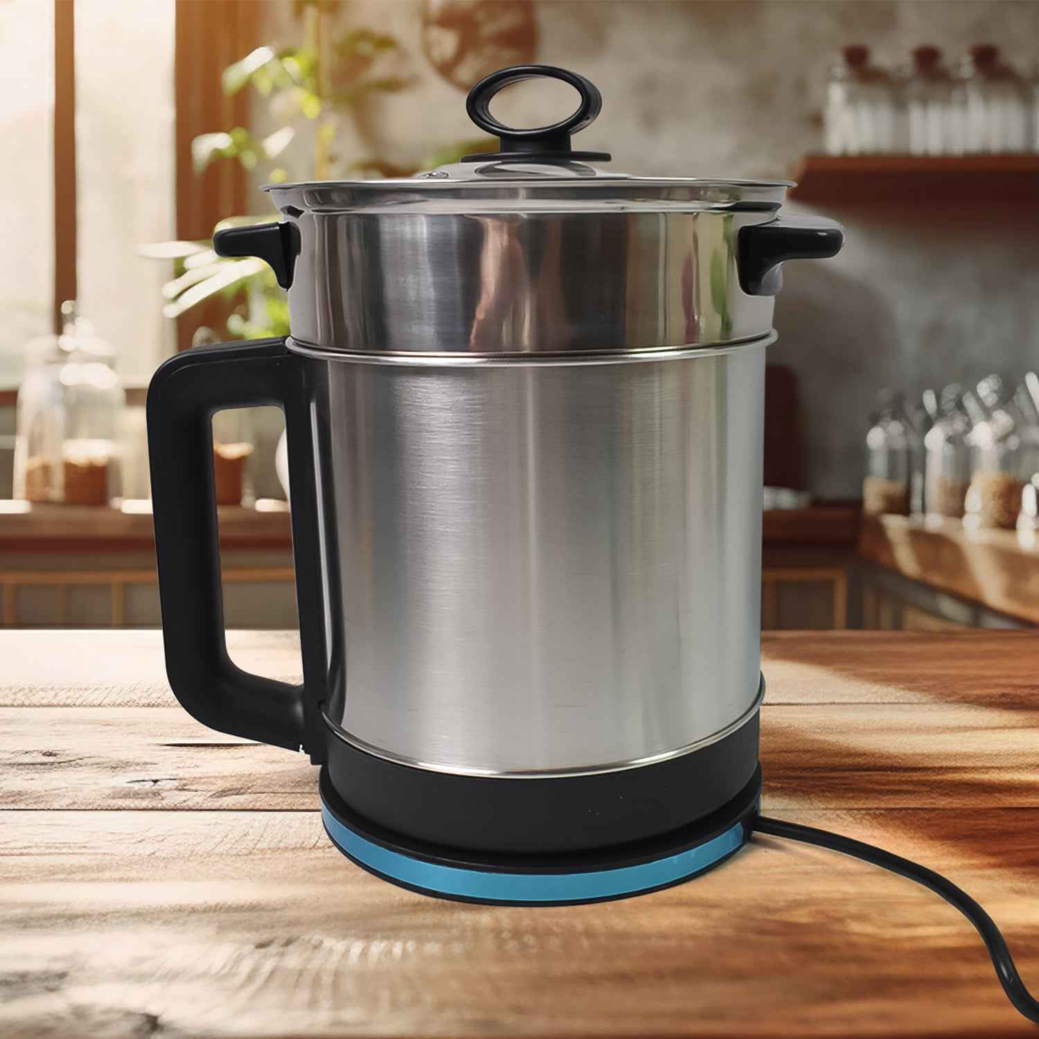 Soup Pot With Lid Stainless Steel Multi Cooker Kettle (800w 2.5 Ltr.)