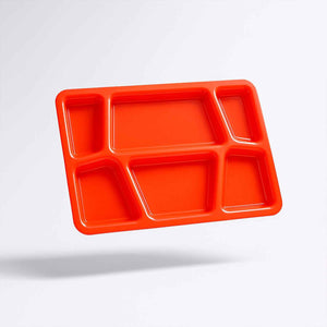 Plastic Multi-compartment Rectangular Meal Serving Tray Plate (1 Pc Red)