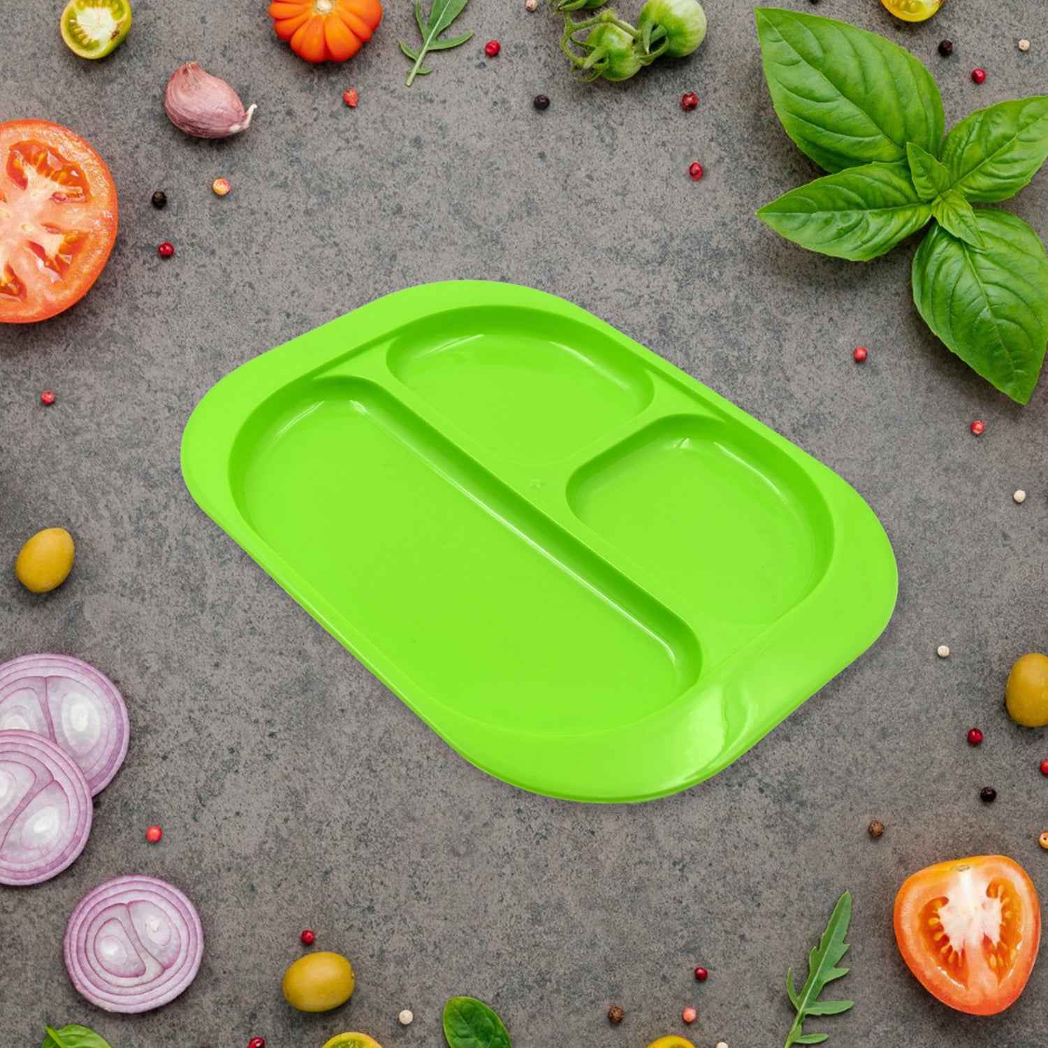 5554 Plastic Food Plates Biodegradable 3 Compartment Square Plate With Spoon For Food Snacks Nuts Desserts Plates For Kids Reusable Plates For Outdoor Camping Bpa-free (1 Pc)