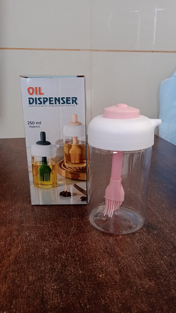 Oil Dispenser with Silicone Oil Brush (1 Pc / With Brush / 250 ML Approx) Variety Bazaar