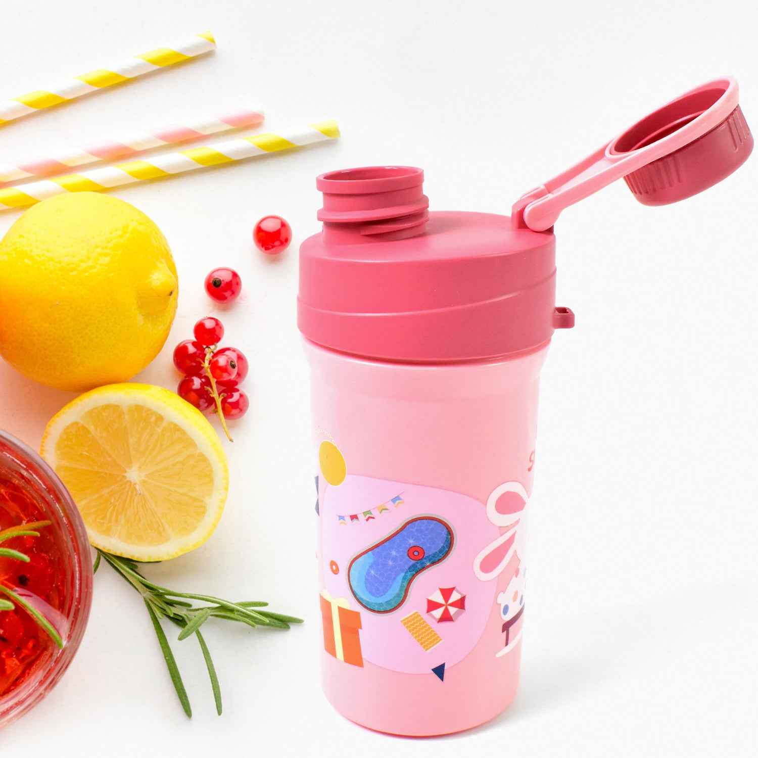 Plastic Lunch Box Leak Proof 2 Compartment With Bottle And Fork (1 Set Mix Color)