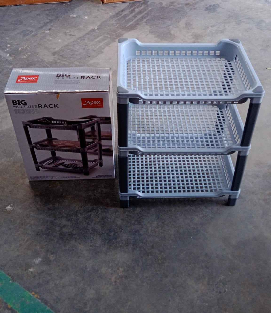 Apex Big Multi use Plastic Storage Rack – 3-Tier (1 Pc)