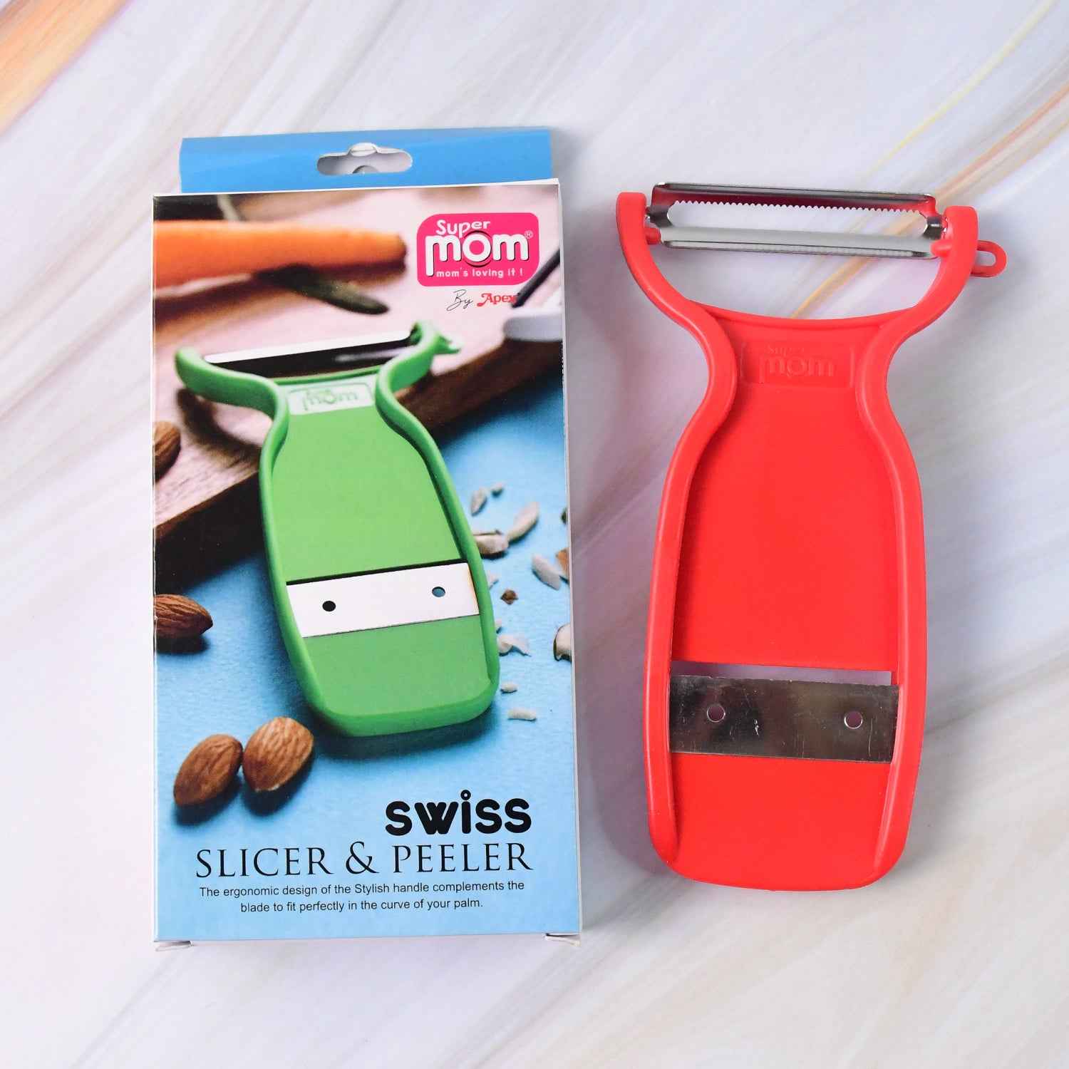 Supermom Swiss 2-in-1 Slicer Peeler With Ultra Sharp Stainless Steel Blades