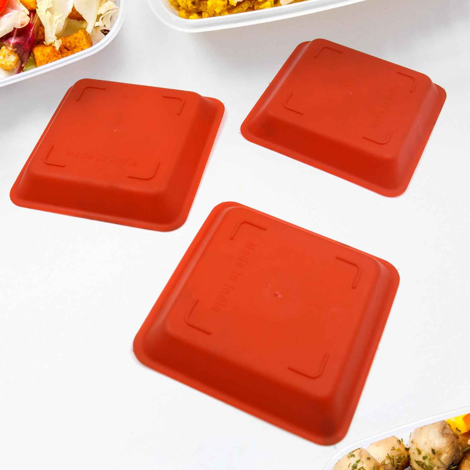 5563 Square Plastic Halwa Dinner Plate Snacks Breakfast Restaurant Serving Trays Home School Coffee Hotel Kitchen Office (3 Pcs Set)