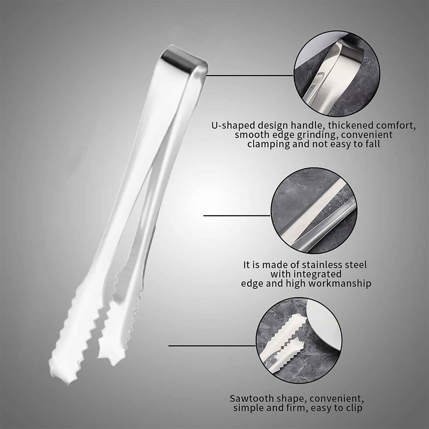 Stainless Steel Tong For Lifting Ice Cubes Sugar Cubes Serving Tongs (13 Cm 1 Pc)