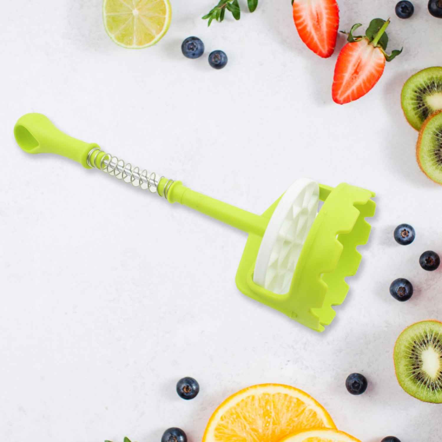 5768 Multi Functional One-handed Plastic Manual Mashed Potatoes Masher Mash Sweet Potato Masher With Comfort Grip And Stainless-steel Spring Design For Nonstick Pans (1 Pc)