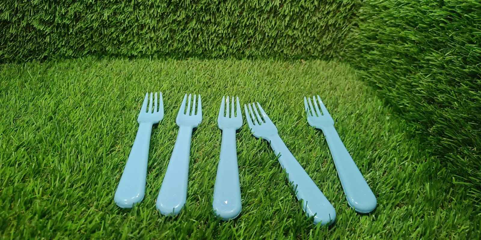 5895 Reusable Premium Heavy Weight Plastic Forks Party Supplies One Size Plastic 5pc Serving Fork Set For Kitchen Travel Home (5pc)