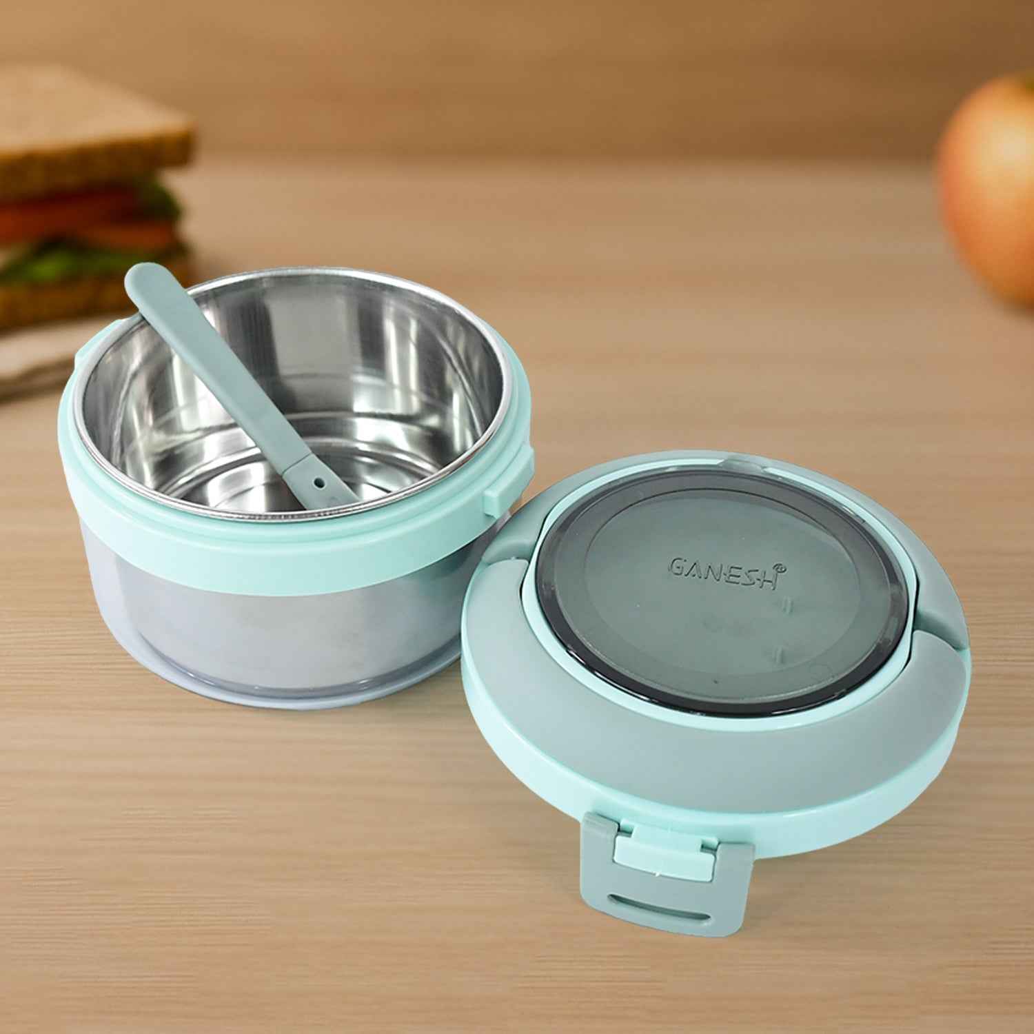 Ganesh Tiara 400ml Stainless Steel Insulated Lunch Box With Leakproof Lid Folding Spoon