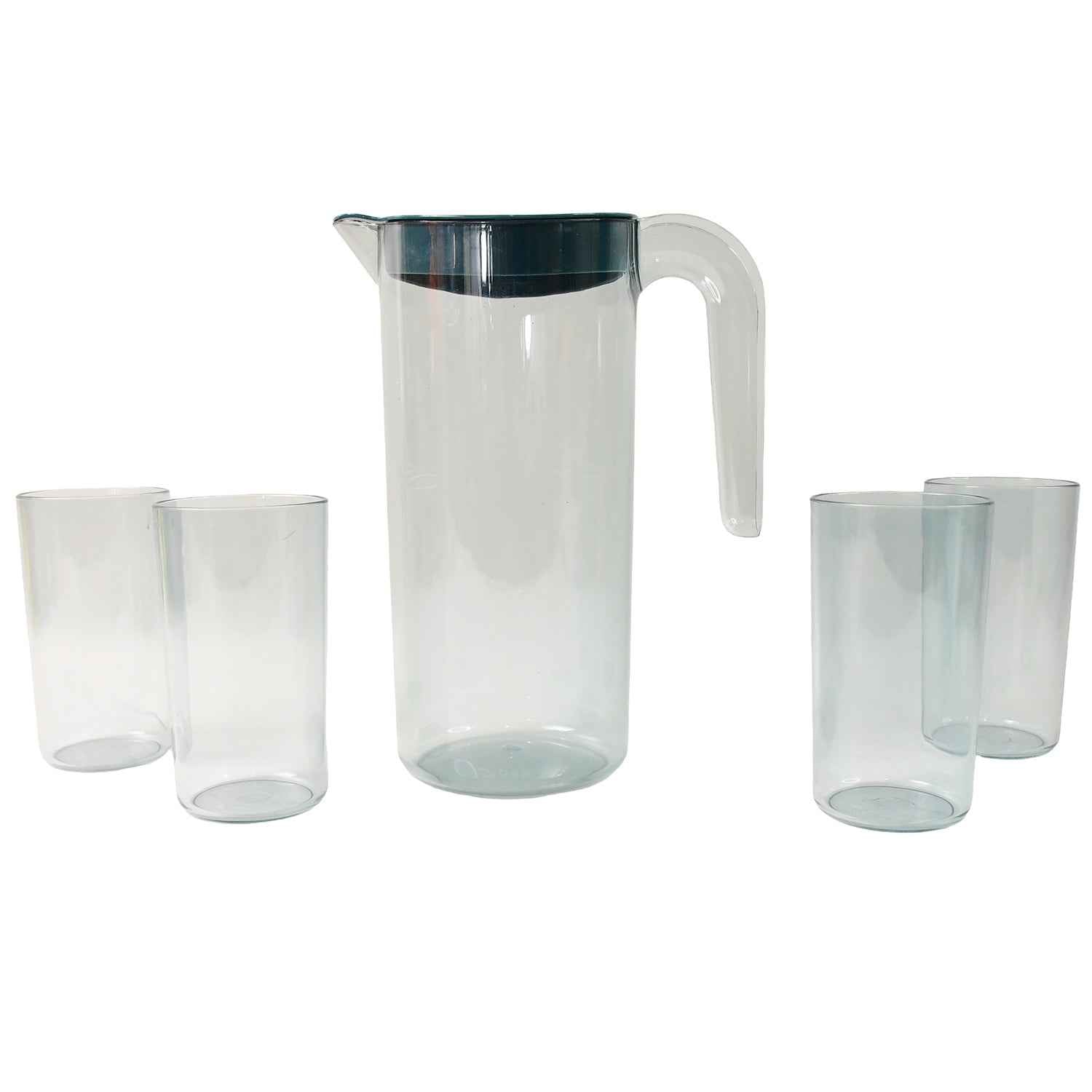 Apex Crystal Premium Jug With Lid 4 Pcs Glass (1500 Ml 300 Ml Approx 5 Pcs Set)