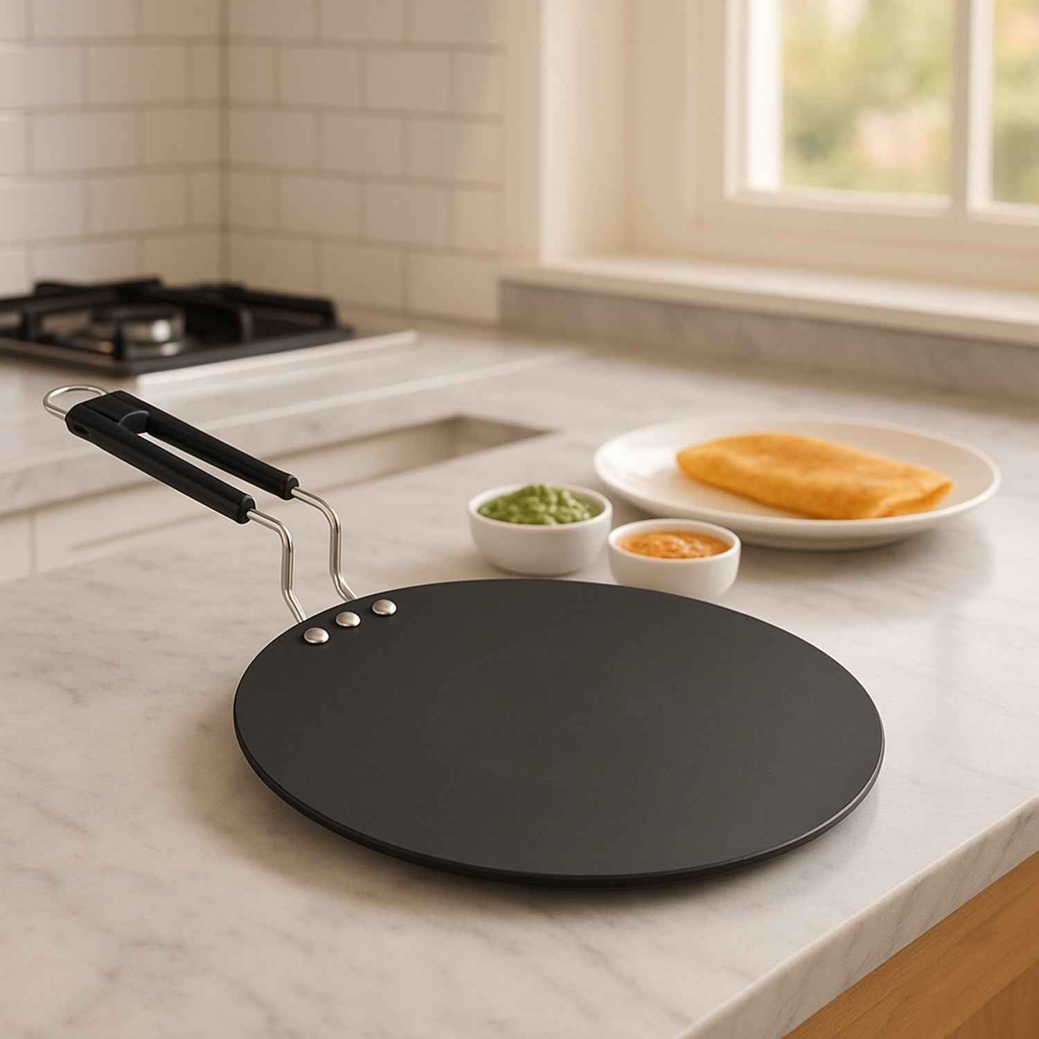 Compact Non-stick Flat Roti Tawa (9 Inch 1 Pc)