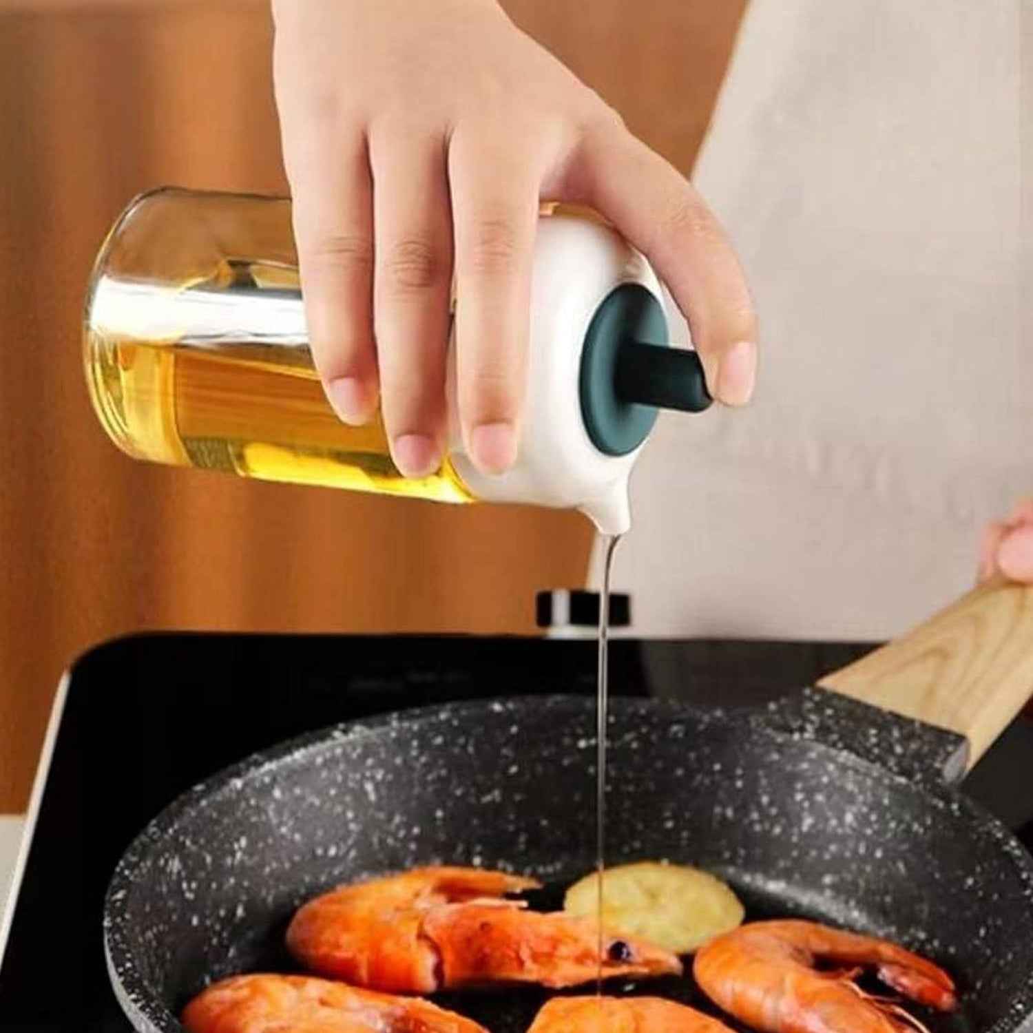 2 In 1 Glass Oil Dispenser Jar Bottle With Brush (1 Set)