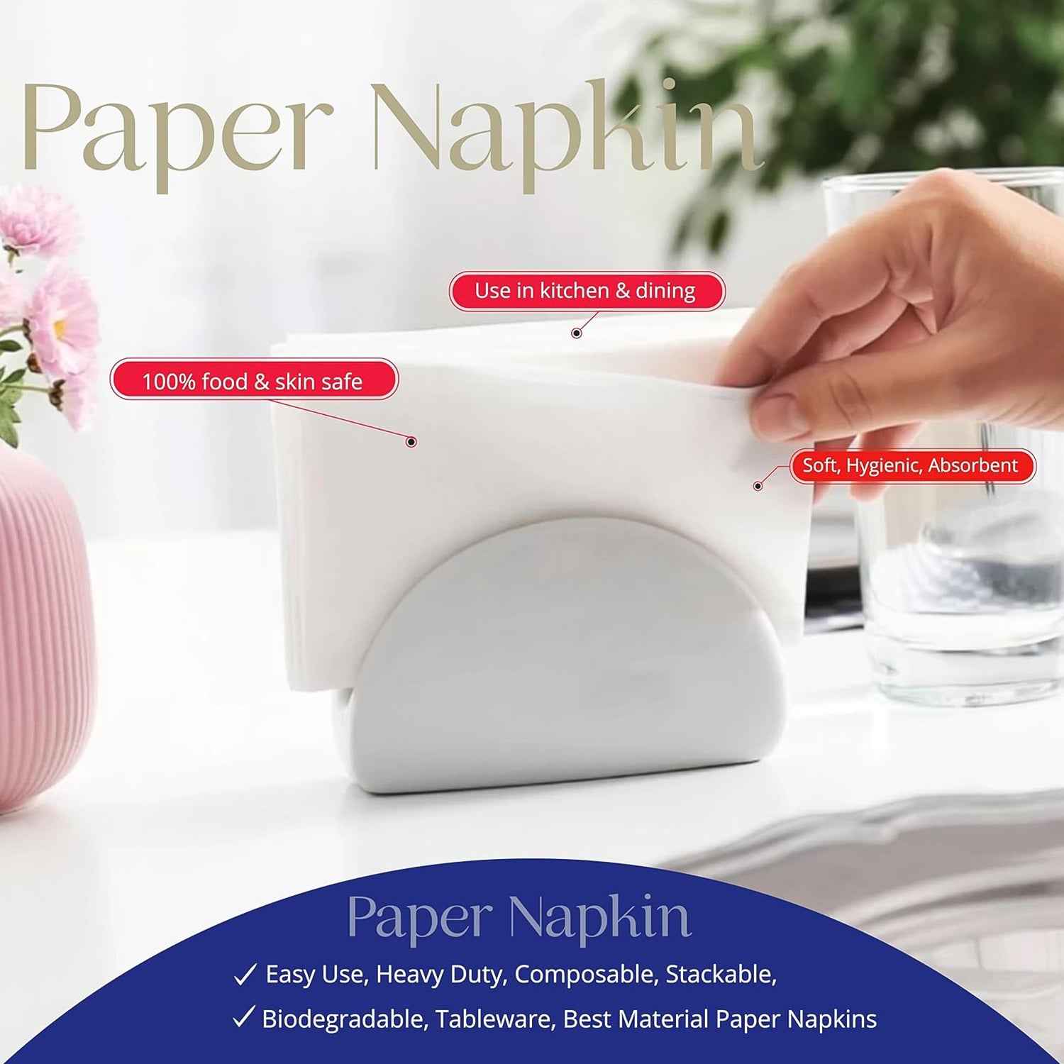 Soft Absorbent Disposable Tissue Napkins Paper (75 Pc)