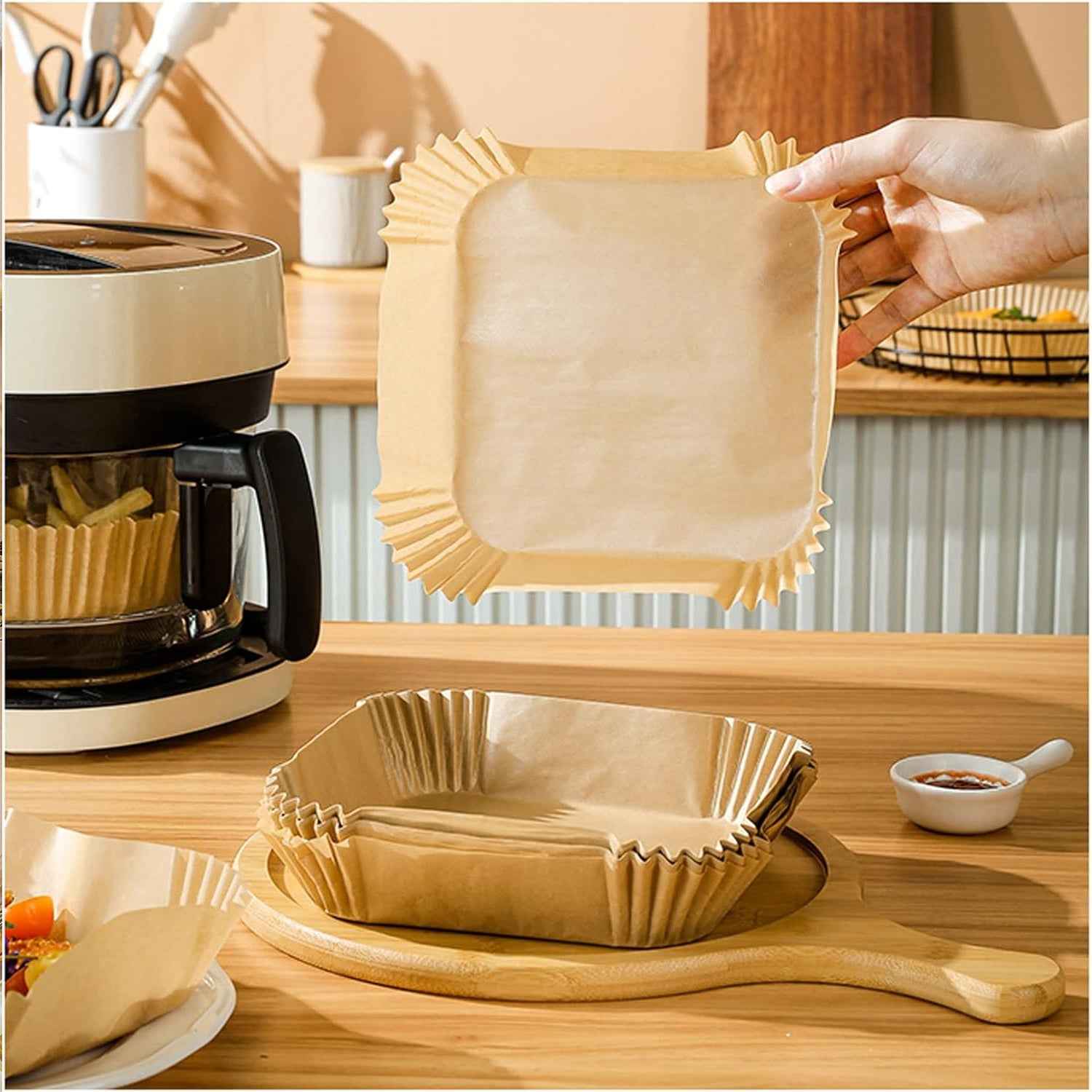 Square Air Fryer Disposable Paper Liner (50 Pcs Set 160mmx45mm)