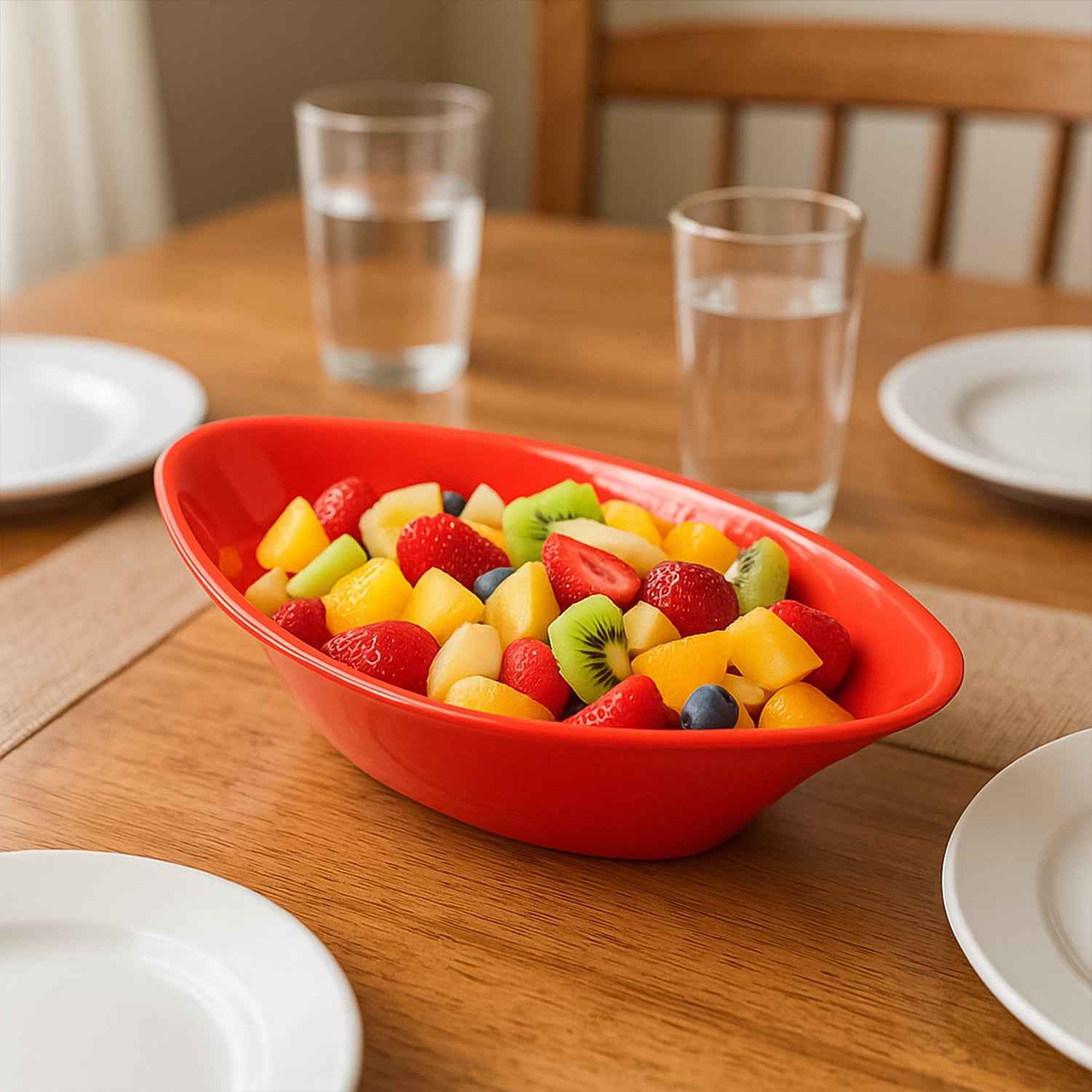 Plastic Marin Serving Bowl Elegant Oval Deep Bowl (1 Pc Red)