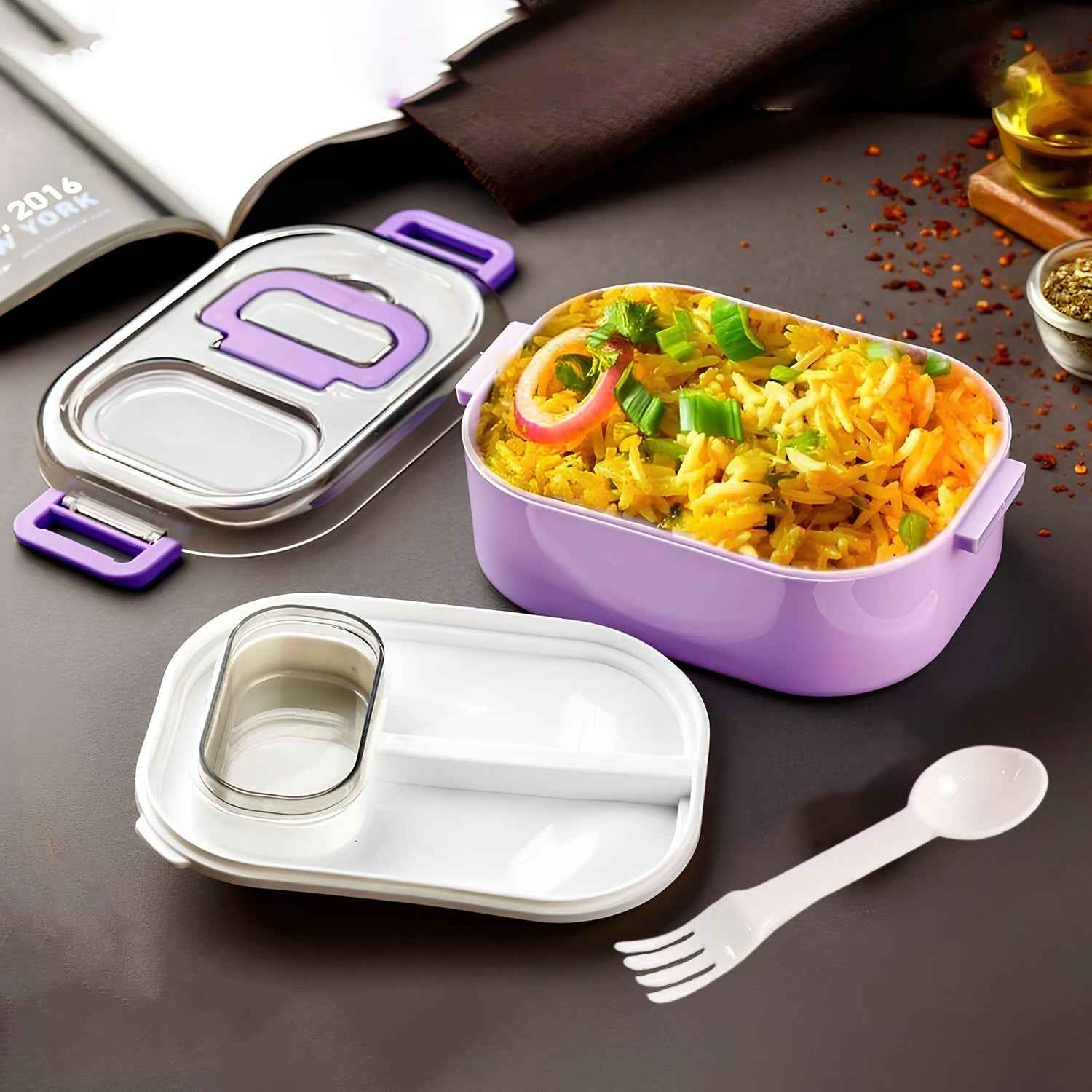 Multi-functional 1 Set Leakproof Lunch Box With Cutlery Tumbler