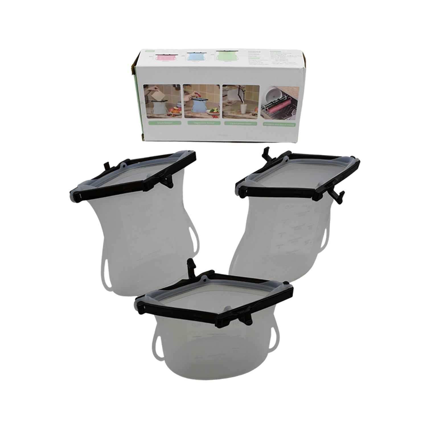 5985 Reusable Silicone Food Storage Bag 3 Bag Set Leakproof Lock Reusable Flat Bottom Freezer Bags Sandwich Bags Silicone Food Grade Kids Snack Bags Bpa Free Microwave Dishwasher Safe