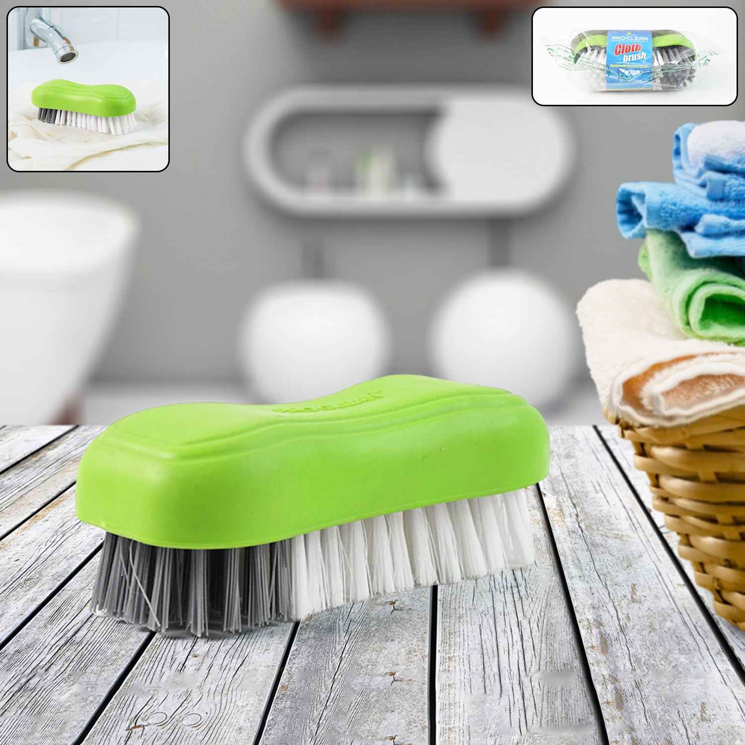 Pro Clean Multi-purpose Cloth Washing Brush With Plastic Handle (1 Pc)