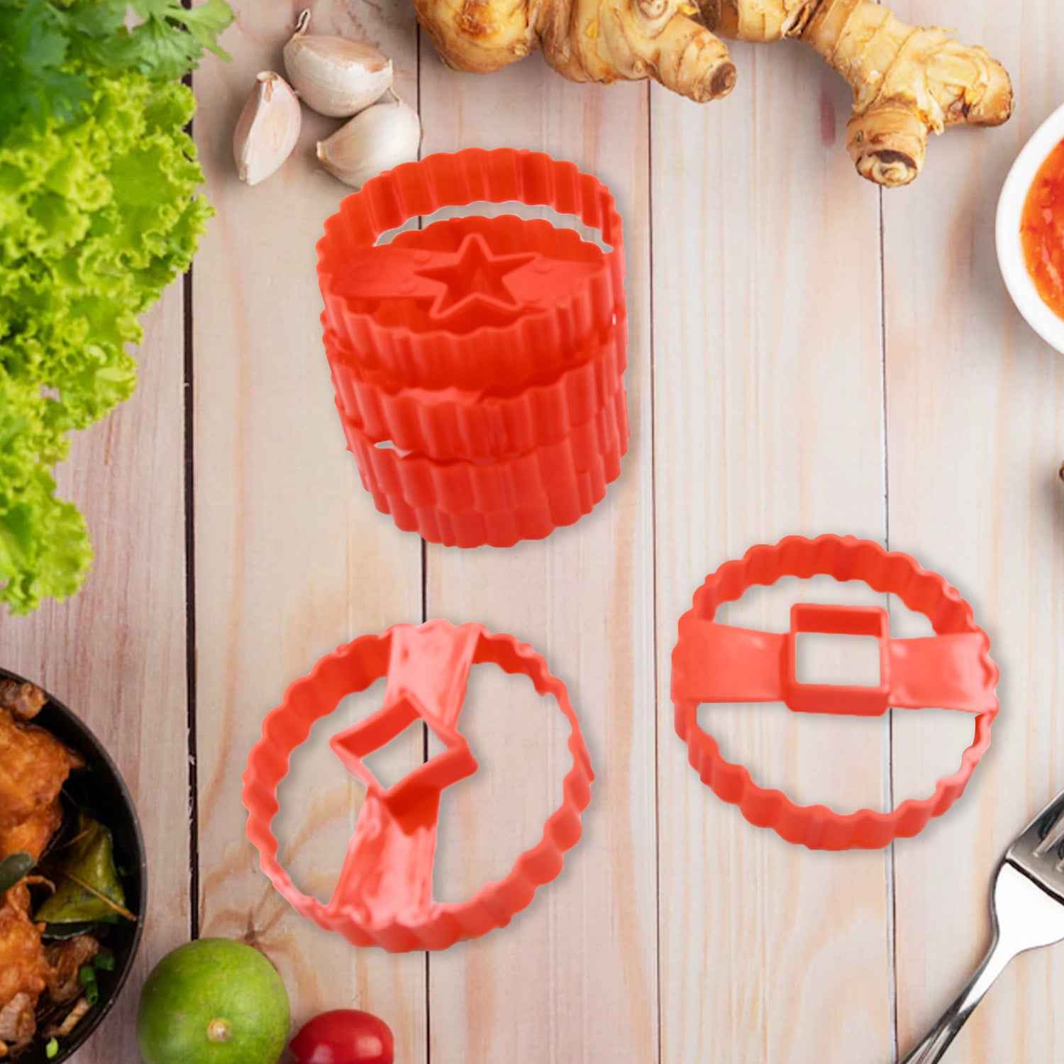 5978 Cookie Cutters Set Plastic Easter Biscuit Cutting Tool For Diy Cake Decoration Fondant Biscuit Cookie Pastry Sandwich (6 Pc Set )