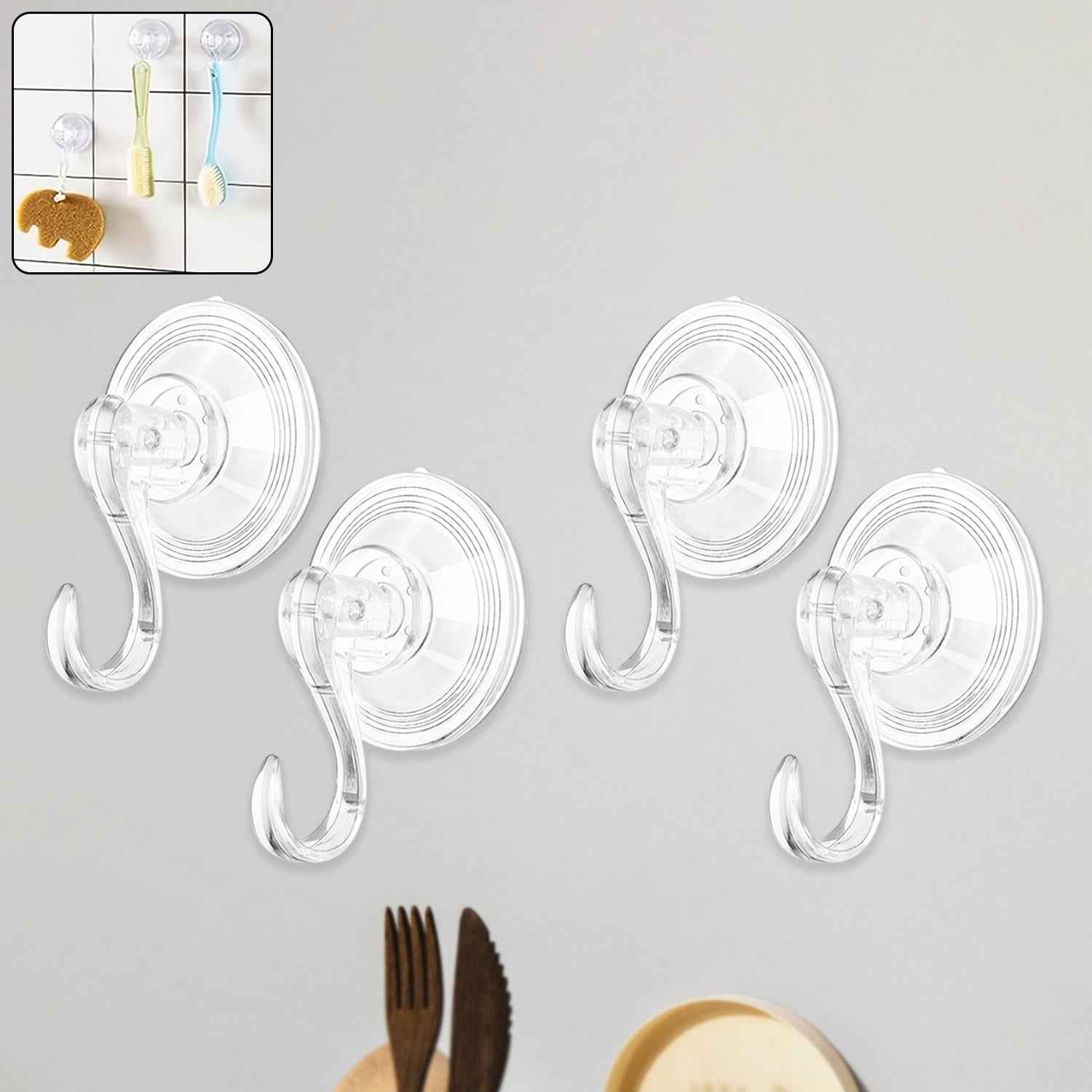 Plastic Suction Cup Hooks (10 Pcs Set)
