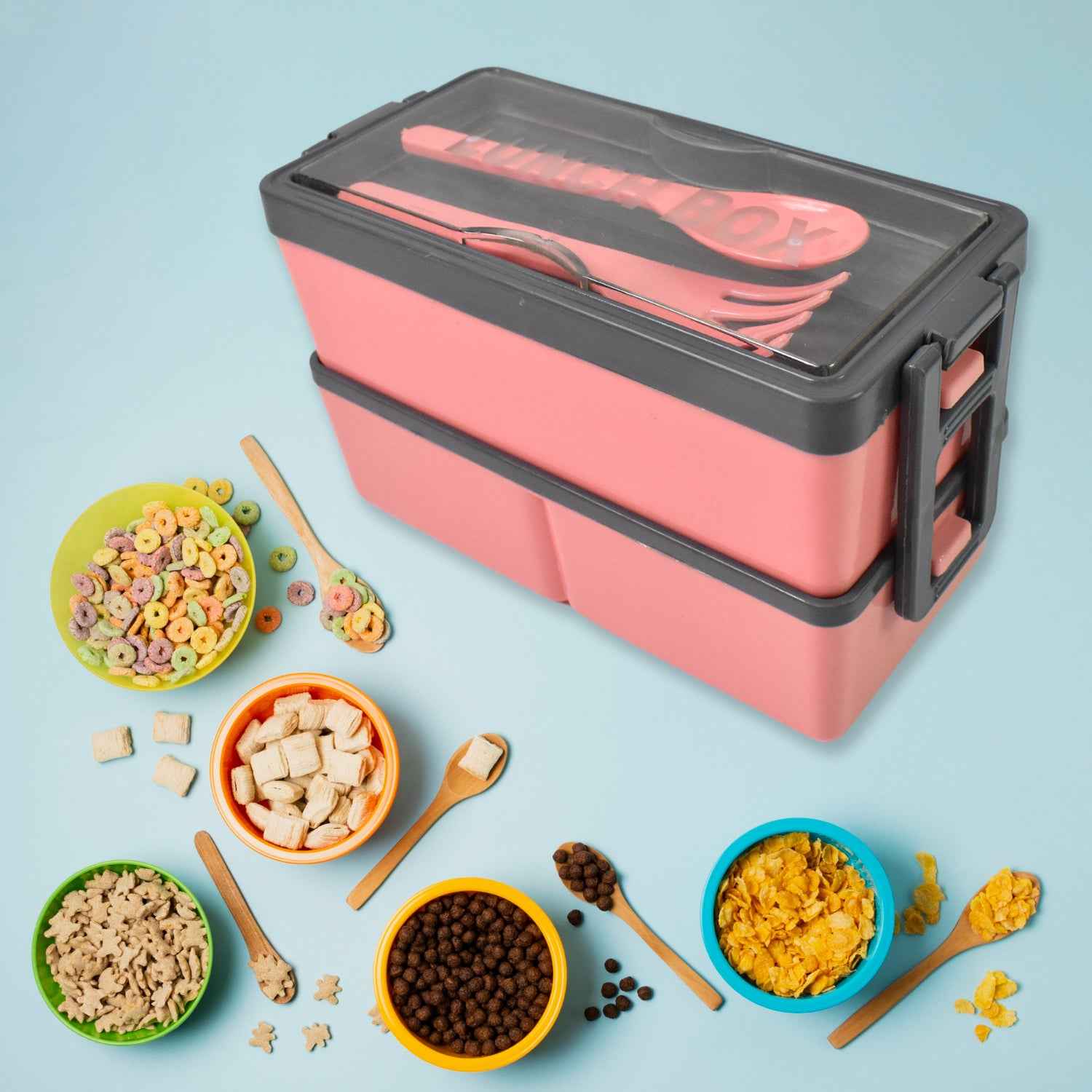 Plastic 3 Layer Leak Proof 3 Compartment Lunch Box For Office (1 Pc)