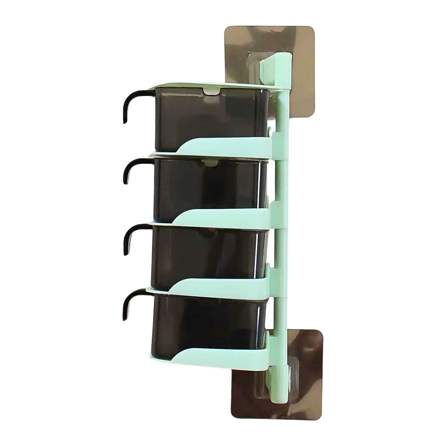 Rotating Spice Jars Vertical Rotatable Seasoning Box 5 Section Tier With 5 Spoon (1 Set)