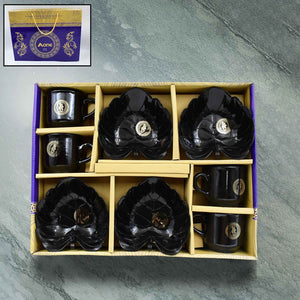 A One Ceramic Tea Cups Mug Set With Leaf Shape Serving Bowl (8 Pcs Set)