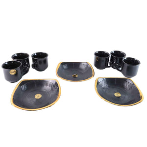 8237 Sweet Buzz Ceramic Tea Cups Mug Set With Seashell Shape Serving Bowl Milk Cup Coffee Cup Tea Cup Breakfast Cup Drinking Mug Or Outdoor For Household Gift For Birthday Wedding Party (8 Pcs Set)