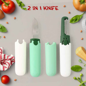 10052 Multifunctional Peeler Two In One Fruit Knife Fruit And Vegetable Cutting Knife+sawtooth Peeler Apple Carrot Potato Fruit Slice Antiskid